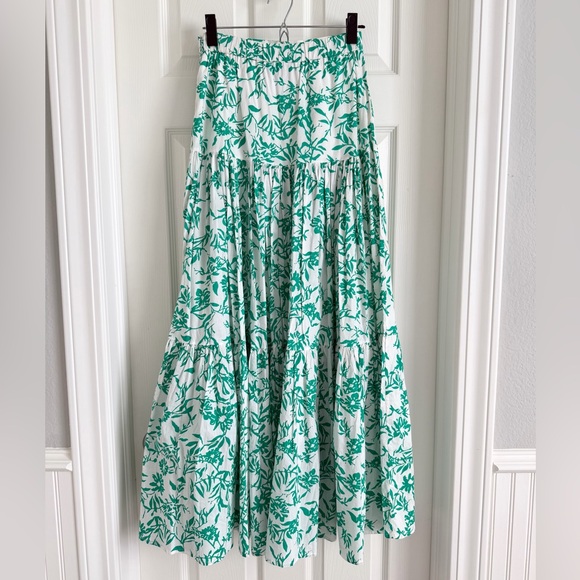 Hello Molly Runaway Ayla Tiered Tropical White Green Maxi Skirt | Size Small - Picture 17 of 17